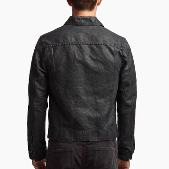 James Perse L Men’s Black Coated Cotton Jean Jacket Utility Denim Zip Front $395 - Picture 12 of 13